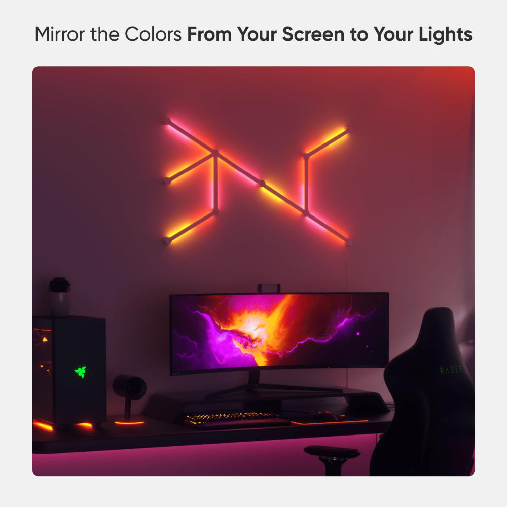 مجموعة NANOLEAF Lines Starter Kit - نظام لوحة LED ذكي يعمل بتقنية WiFi مع مُحلل موسيقي مرئي - عبوة من 15 قطعة - أبيض