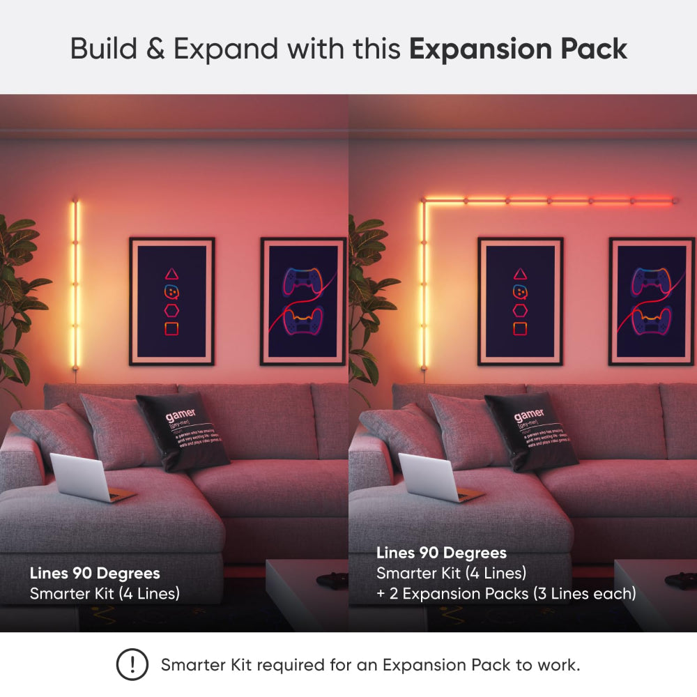 NANOLEAF Lines Squared Expansion Kit - Smart WiFi LED Panel System w/ Music Visualizer - 3 Pack UK - White