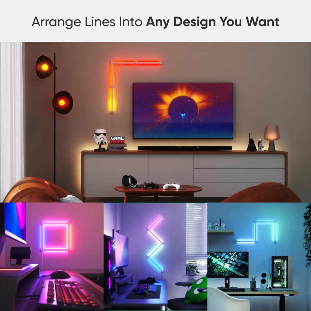NANOLEAF Lines Squared Expansion Kit - Smart WiFi LED Panel System w/ Music Visualizer - 3 Pack UK - White