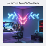 مجموعة NANOLEAF Lines Squared Starter Kit - نظام لوحة LED ذكي يعمل بتقنية الواي فاي مع مُحلل موسيقي مرئي - عبوة من 4 قطع - أبيض