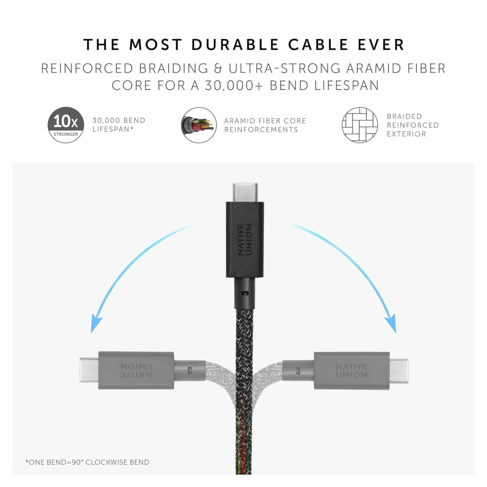 Native Union Anchor USB-C to USB-C Cable 240W| Ultra-Fast Extra-Long 3m/10ft Recycled Charging Cable, Rugged Heavy Duty Design, Adjustable Weighted Knot Design - Cosmos