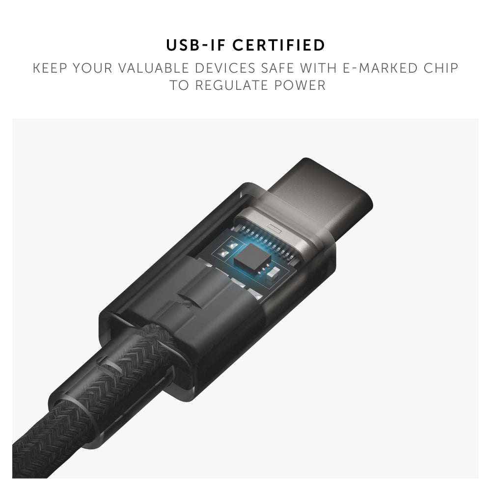 Native Union Anchor Cable 240W USB-C to USB-C 3m| Extra Long Charging Cable, for Bedside, Desktop, Away-from-the-Wall Charging, Zebra