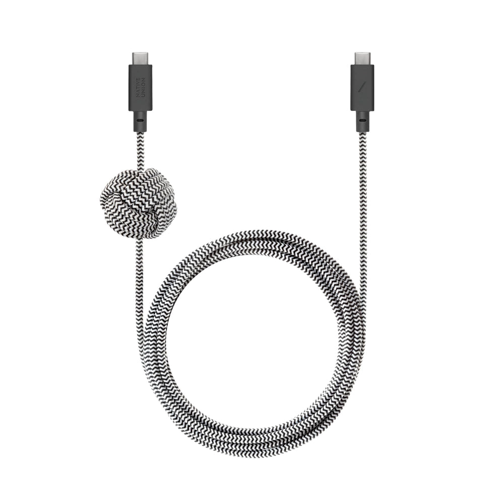 Native Union Anchor Cable 240W USB-C to USB-C 3m| Extra Long Charging Cable, for Bedside, Desktop, Away-from-the-Wall Charging, Zebra
