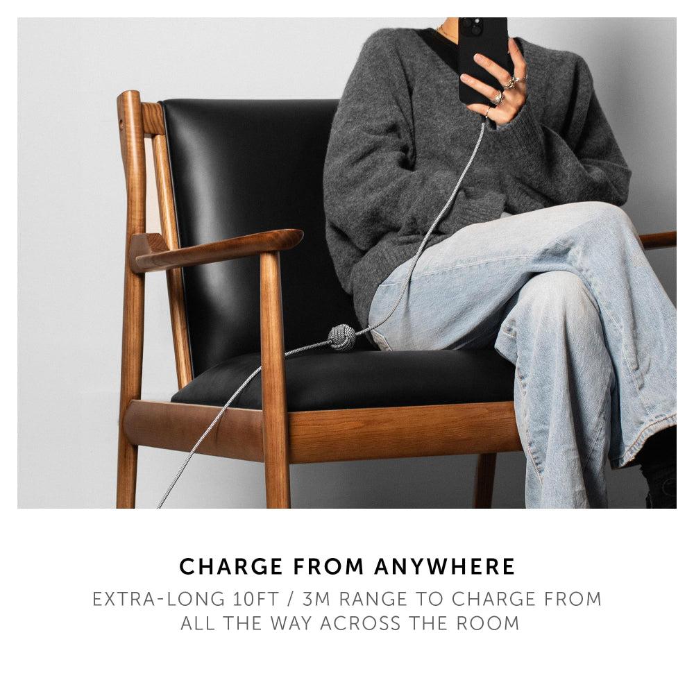 Native Union Anchor Cable 240W USB-C to USB-C 3m| Extra Long Charging Cable, for Bedside, Desktop, Away-from-the-Wall Charging, Zebra