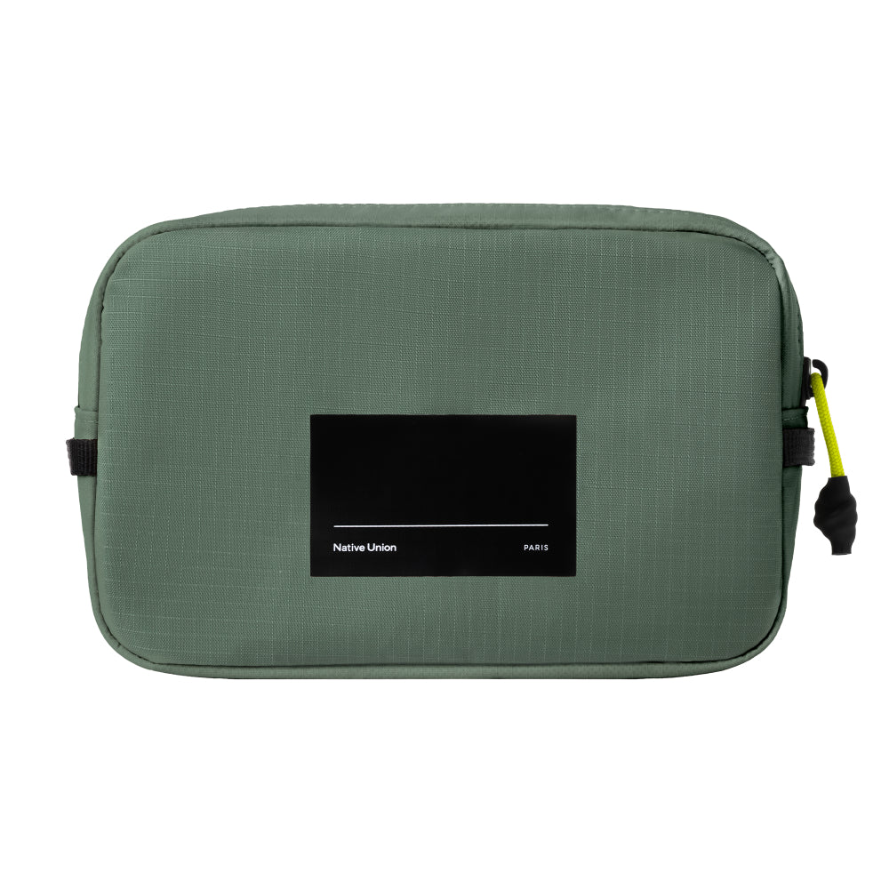 Native Union Active Organizer – Ultralight Tech & EDC Pouch, Water-Resistant Recycled Ripstop Fabric, Quick-Access Pocket, Exterior Loops, Travel & Everyday Carry Organizer - Slate Green