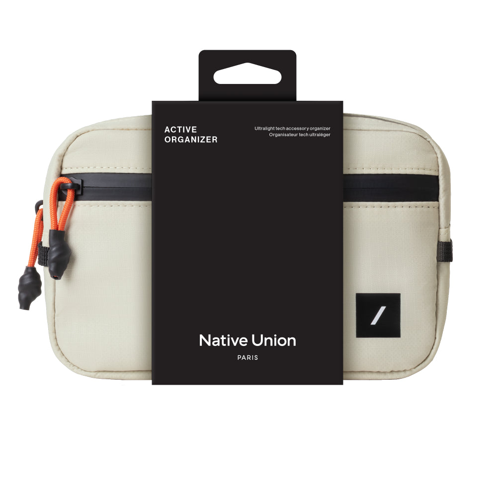 Native Union Active Organizer – Ultralight Tech & EDC Pouch, Water-Resistant Recycled Ripstop Fabric, Quick-Access Pocket, Exterior Loops, Travel & Everyday Carry Organizer - Sandstone