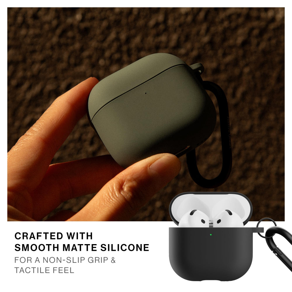 Native Union Active Case for Aipods Gen 4| Matte Silicone w/ Metal Clip for Attachment, Drop & Scratch Protection, Form-Fitting, Sleek and Stylish, Qi Wireless Charging Compatible - Black