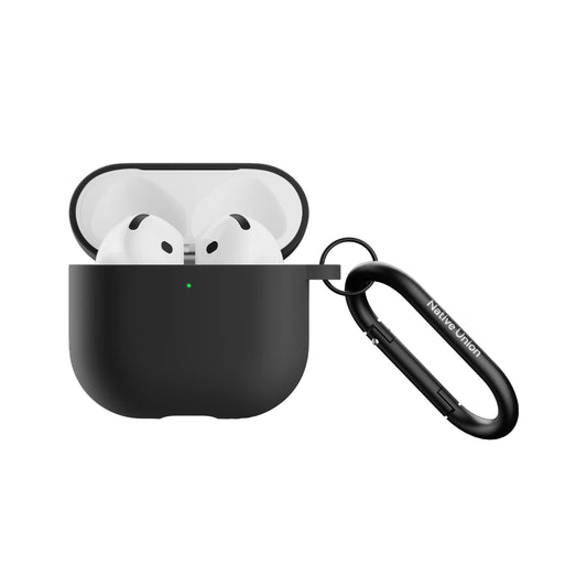 Native Union Active Case for Aipods Gen 4| Matte Silicone w/ Metal Clip for Attachment, Drop & Scratch Protection, Form-Fitting, Sleek and Stylish, Qi Wireless Charging Compatible - Black
