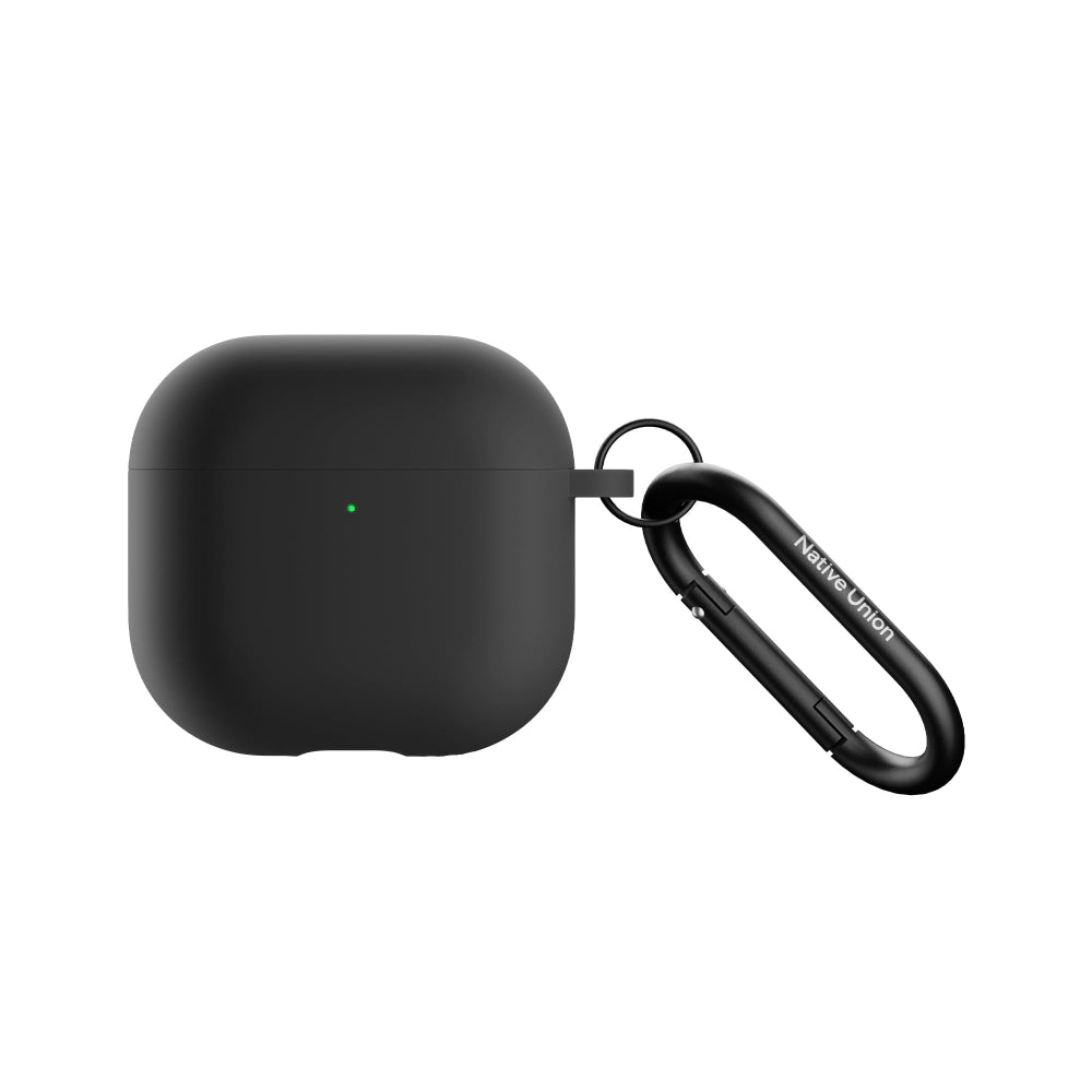 Native Union Active Case for Aipods Gen 4| Matte Silicone w/ Metal Clip for Attachment, Drop & Scratch Protection, Form-Fitting, Sleek and Stylish, Qi Wireless Charging Compatible - Black