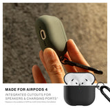 Native Union Active Case for Aipods Gen 4| Matte Silicone w/ Metal Clip for Attachment, Drop & Scratch Protection, Form-Fitting, Sleek and Stylish, Qi Wireless Charging Compatible - Black