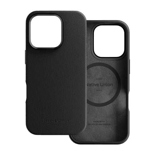 Native Union ACTIVE Case w/ Magsafe for Apple iPhone 16 Pro 6.3" 2024|10-Ft Drop & Scratch Protection, Leather-like finish, Recycled Materials, Raised Edges, Wireless Charging - Black