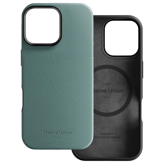 Native Union ACTIVE Case w/ Magsafe for Apple iPhone 16 Pro Max 6.9" 2024|10-Ft Drop & Scratch Protection, Leather-like finish, Recycled Materials, Raised Edges, Wireless Charging - Slate Green