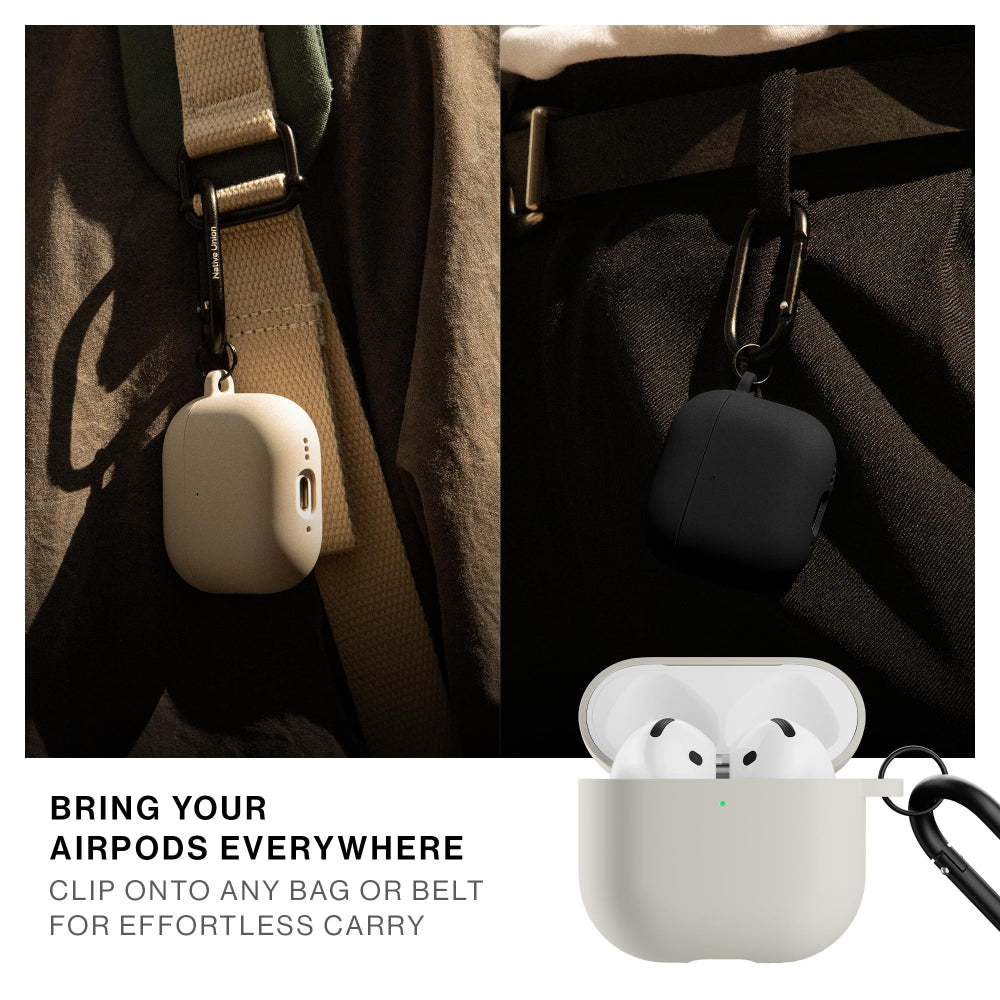 Native Union Active Case for Aipods Gen 4| Matte Silicone w/ Metal Clip for Attachment, Drop & Scratch Protection, Form-Fitting, Sleek and Stylish, Qi Wireless Charging Compatible - Sandstone