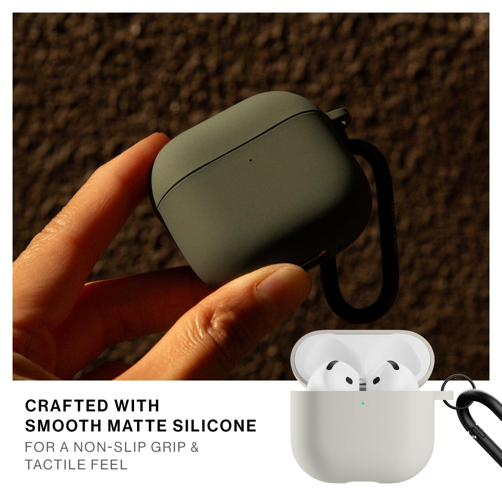 Native Union Active Case for Aipods Gen 4| Matte Silicone w/ Metal Clip for Attachment, Drop & Scratch Protection, Form-Fitting, Sleek and Stylish, Qi Wireless Charging Compatible - Sandstone
