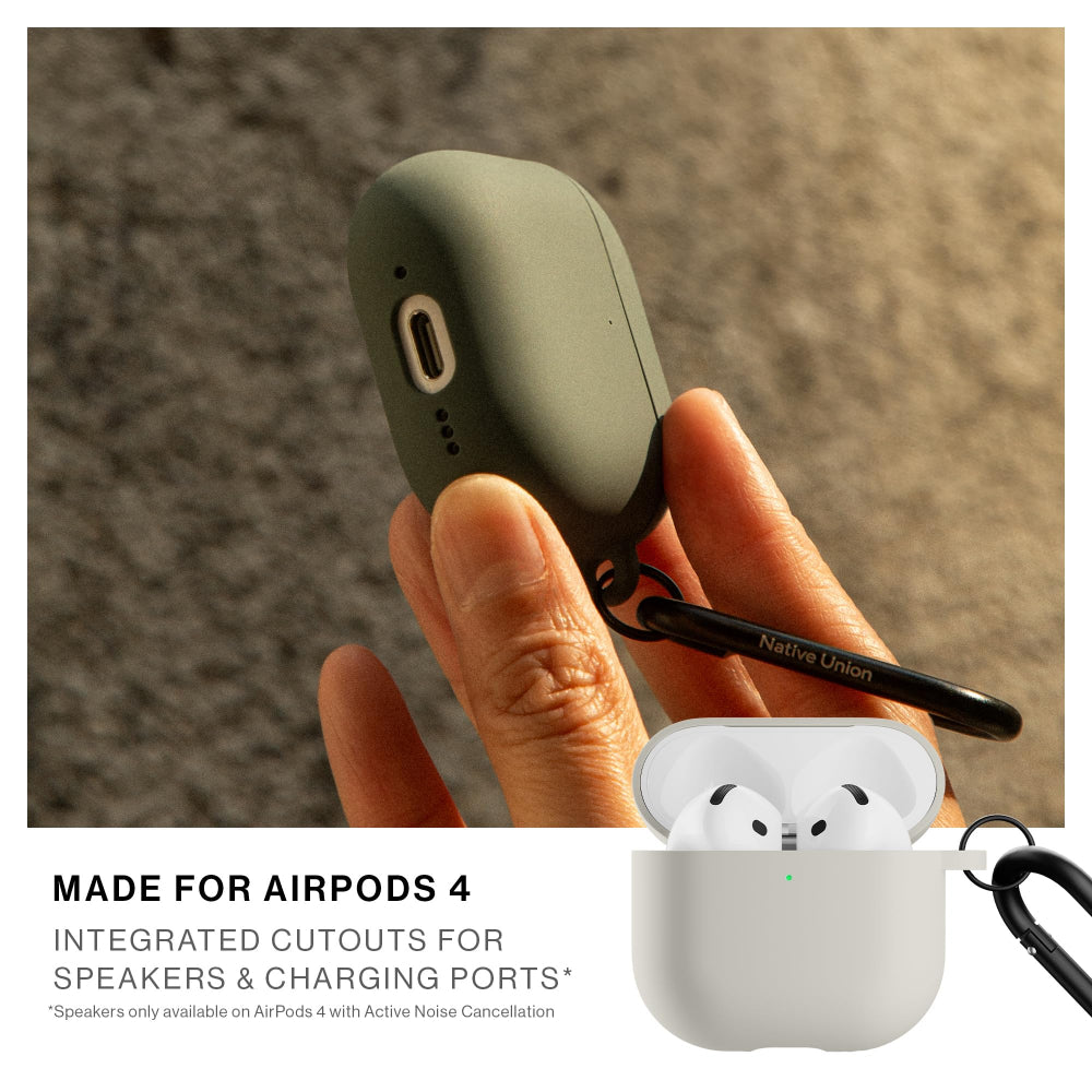 Native Union Active Case for Aipods Gen 4| Matte Silicone w/ Metal Clip for Attachment, Drop & Scratch Protection, Form-Fitting, Sleek and Stylish, Qi Wireless Charging Compatible - Sandstone