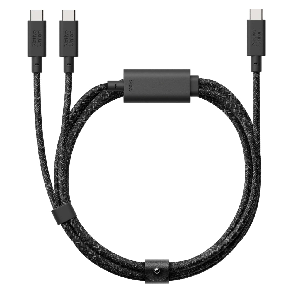 Native Union Belt Cable 2m | 2-in-1 USB-C to USB-C & USB-C Cable (140W), Fast Charge 2x devices with 1x cable, for Macbook Air/Pro, Laptops, Tablets, Smartphones, Headphones - Cosmos