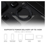 Native Union Belt Cable 2m | 2-in-1 USB-C to USB-C & USB-C Cable (140W), Fast Charge 2x devices with 1x cable, for Macbook Air/Pro, Laptops, Tablets, Smartphones, Headphones - Cosmos