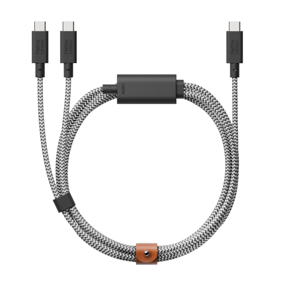 Native Union Belt Cable USB-C to USB-C 2m, 140W Fast Charging, Braided Power Delivery Cable for Laptop Tablet Smartphone, Zebra