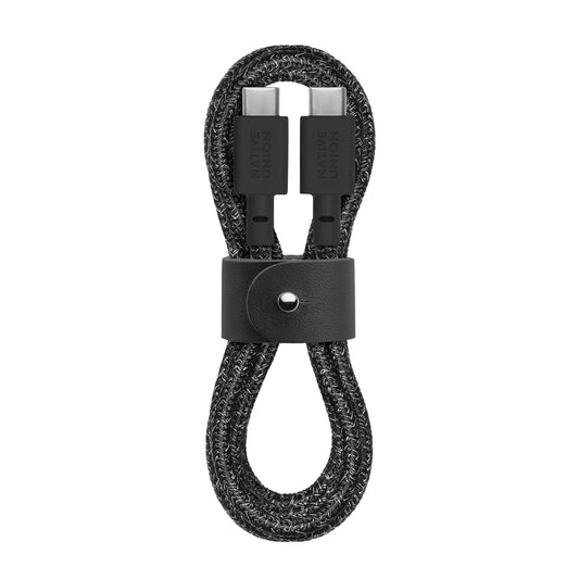 Native Union BELT USB-C to USB-C Cable 1.2M| PD Fast Charging Cable, Recycled PET, Braided Nylon w/ Leather Strap, for Apple iPhone 16/15, S25/S24, iPad, MacBook, Pixel, AirPods Pro - Cosmos