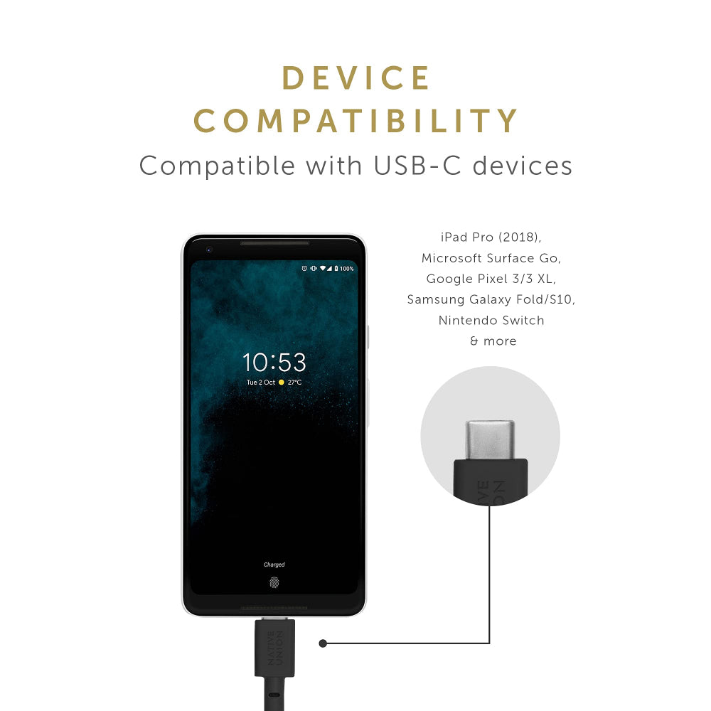 Native Union BELT USB-C to USB-C Cable 1.2M| PD Fast Charging Cable, Recycled PET, Braided Nylon w/ Leather Strap, for Apple iPhone 16/15, S25/S24, iPad, MacBook, Pixel, AirPods Pro - Cosmos