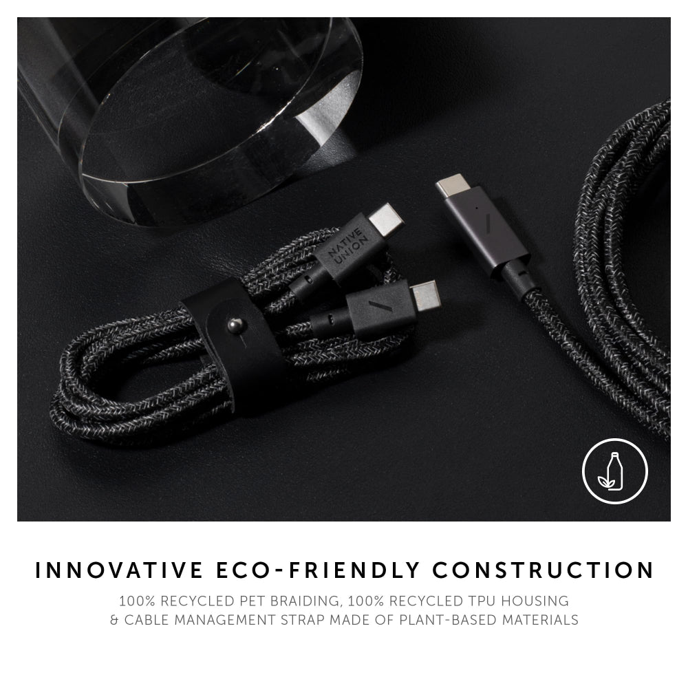 Native Union BELT USB-C to USB-C Cable 1.2M| PD Fast Charging Cable, Recycled PET, Braided Nylon w/ Leather Strap, for Apple iPhone 16/15, S25/S24, iPad, MacBook, Pixel, AirPods Pro - Cosmos