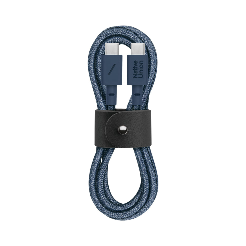 Native Union Belt Cable USB-C to USB-C 1.2m, Fast Charging Cable with Integrated Strap, for iPhones, iPad, Samsung, and USB-C devices Navy