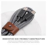 Native Union BELT USB-C to USB-C Cable 4Ft - Braided Nylon PD Cable, w/ Leather Strap, for Apple MacBooks Air/Pro, iPad Pro, Samsung Galaxy S & Note series and more - Zebra