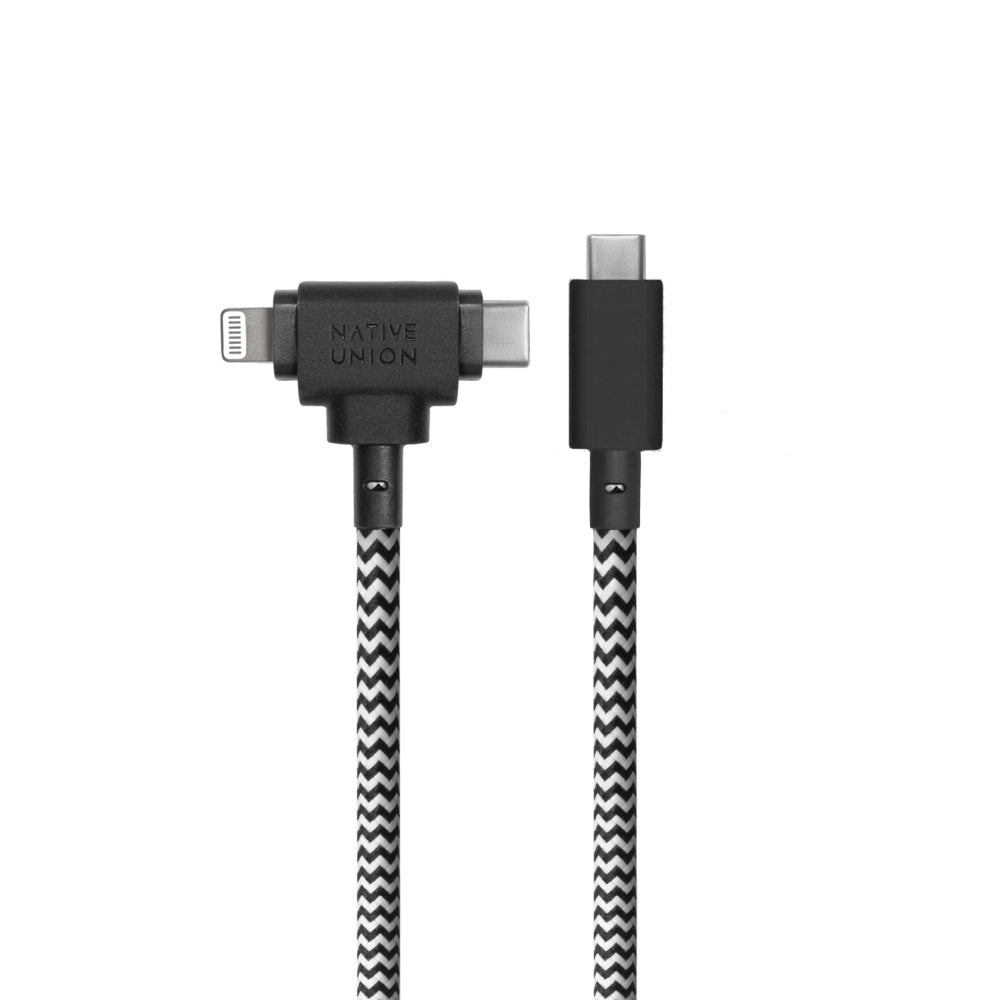 NATIVE UNION Belt USB-C to Duo (C and Lightning) Cable 1.8M - Zebra