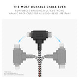 Native Union BELT DUO USB-C to C+LIGHTNING Cable 1.5M - Universal Charging Cable, w/ Leather Strap, for Apple iPhone 14/13/12/Pro/Max, 11/Pro/Max, XS/XR/X/Max, 8/8 Plus, iPad Air/Pro, Airpods - Zebra