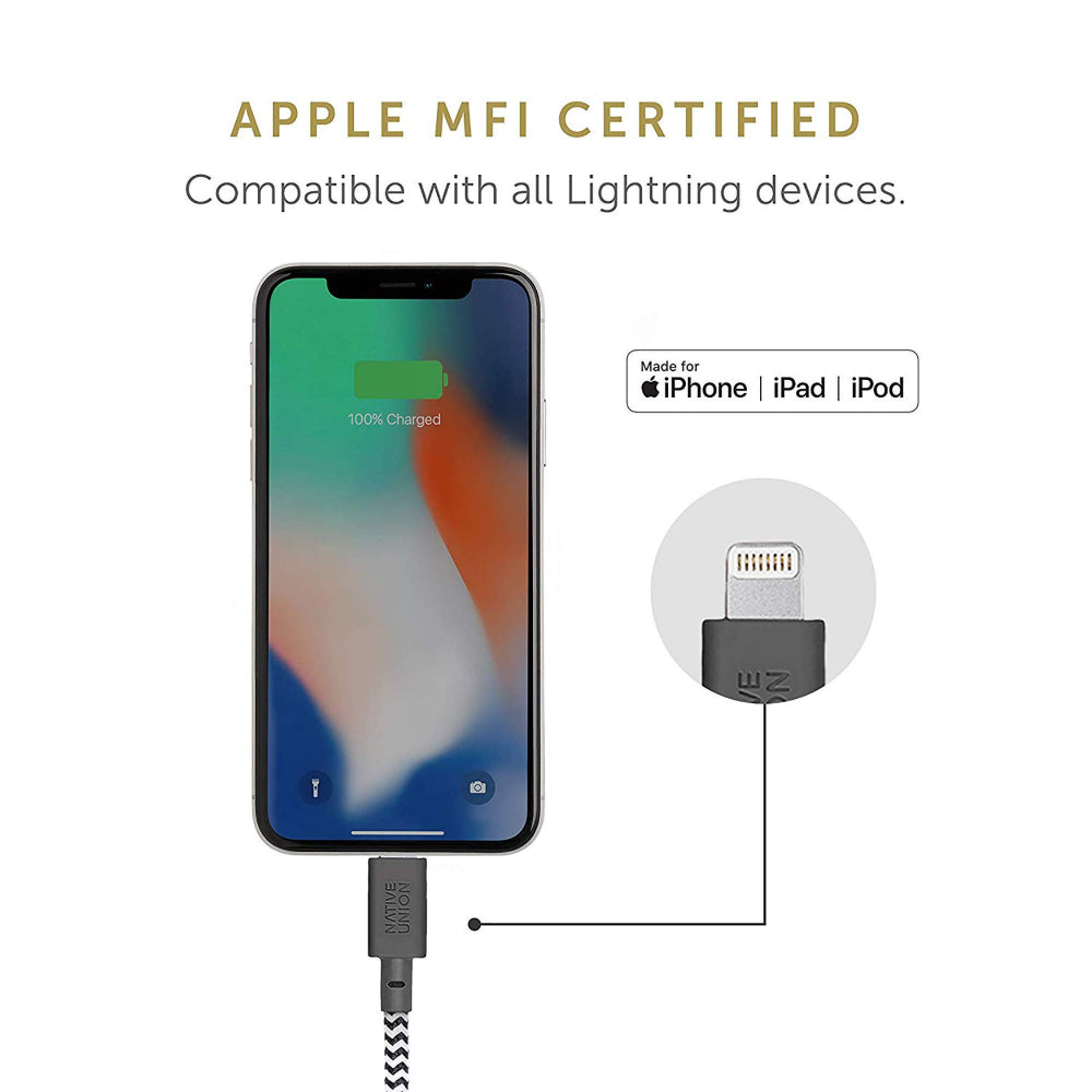 NATIVE UNION Belt USB-C to Lightning Charging Cable - 3M - Zebra