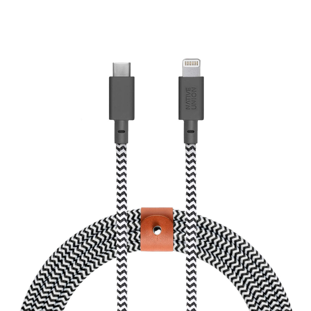 NATIVE UNION Belt USB-C to Lightning Charging Cable - 3M - Zebra