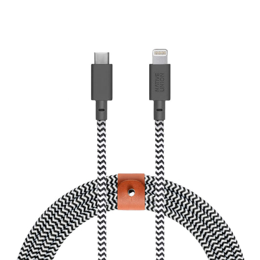 NATIVE UNION Belt USB-C to Lightning Charging Cable - 3M - Zebra