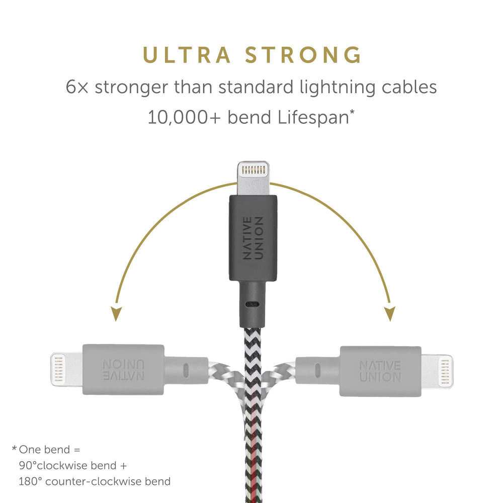 NATIVE UNION Belt USB-C to Lightning Charging Cable - 3M - Zebra