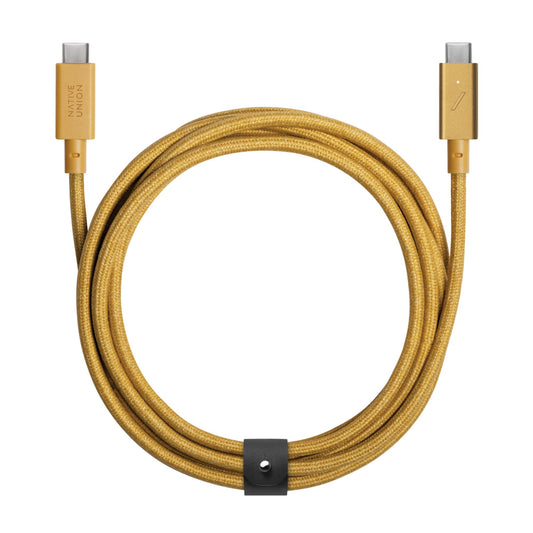 Native Union Belt Cable Pro USB-C to USB-C 240W| 8-Foot Long USB-IF Certified Cable w/ Leather Strap, Supports up to 240W Ultra Fast Charge, for Type-C Laptops, Tablets, Phones - Kraft