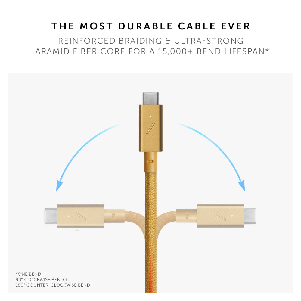 Native Union Belt Cable Pro USB-C to USB-C 240W| 8-Foot Long USB-IF Certified Cable w/ Leather Strap, Supports up to 240W Ultra Fast Charge, for Type-C Laptops, Tablets, Phones - Kraft
