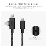 Native Union BELT DUO PRO 240W USB-C to C+LIGHTNING 2.4M- Universal Charging Cable w/ Leather Strap, for Apple MacBook Pro/Air, iPad Pro/Air, iPhone15/14/13/12 S24/23, Airpods, Type-C Devices - Cosmos