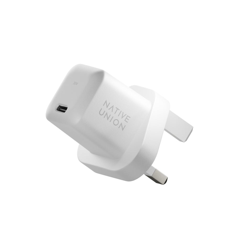شاحن NATIVE UNION السريع بتقنية GaN PD بقوة 30 واط ومنفذ USB-C - أبيض