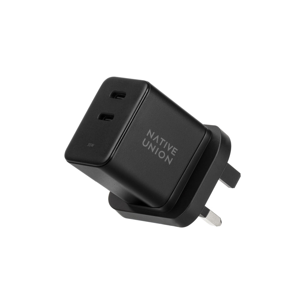 NATIVE UNION Fast GaN Charger PD 35W 2x USB-C Charger Multi Plug - Black