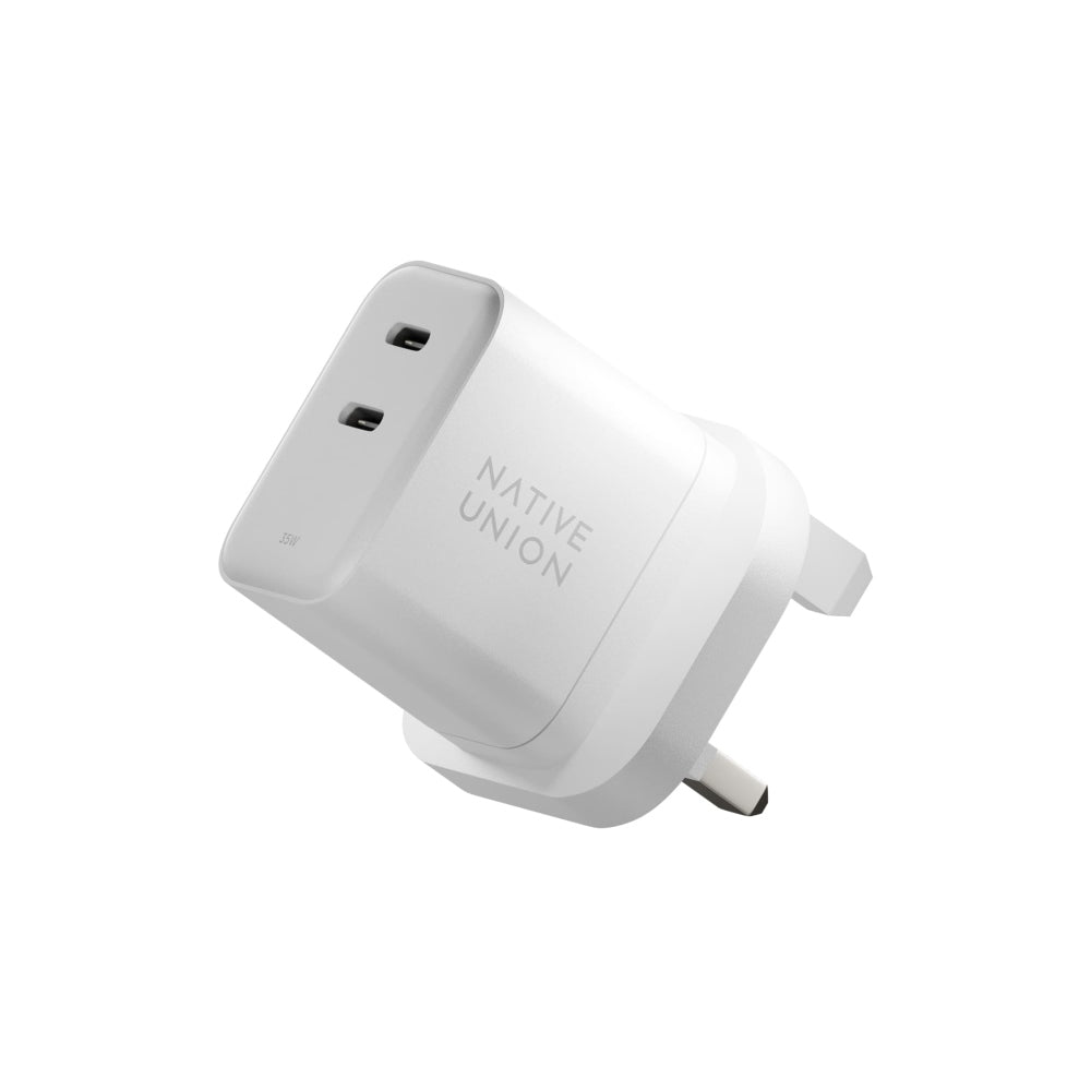 NATIVE UNION Fast GaN Charger PD 35W 2x USB-C Charger Multi Plug - White