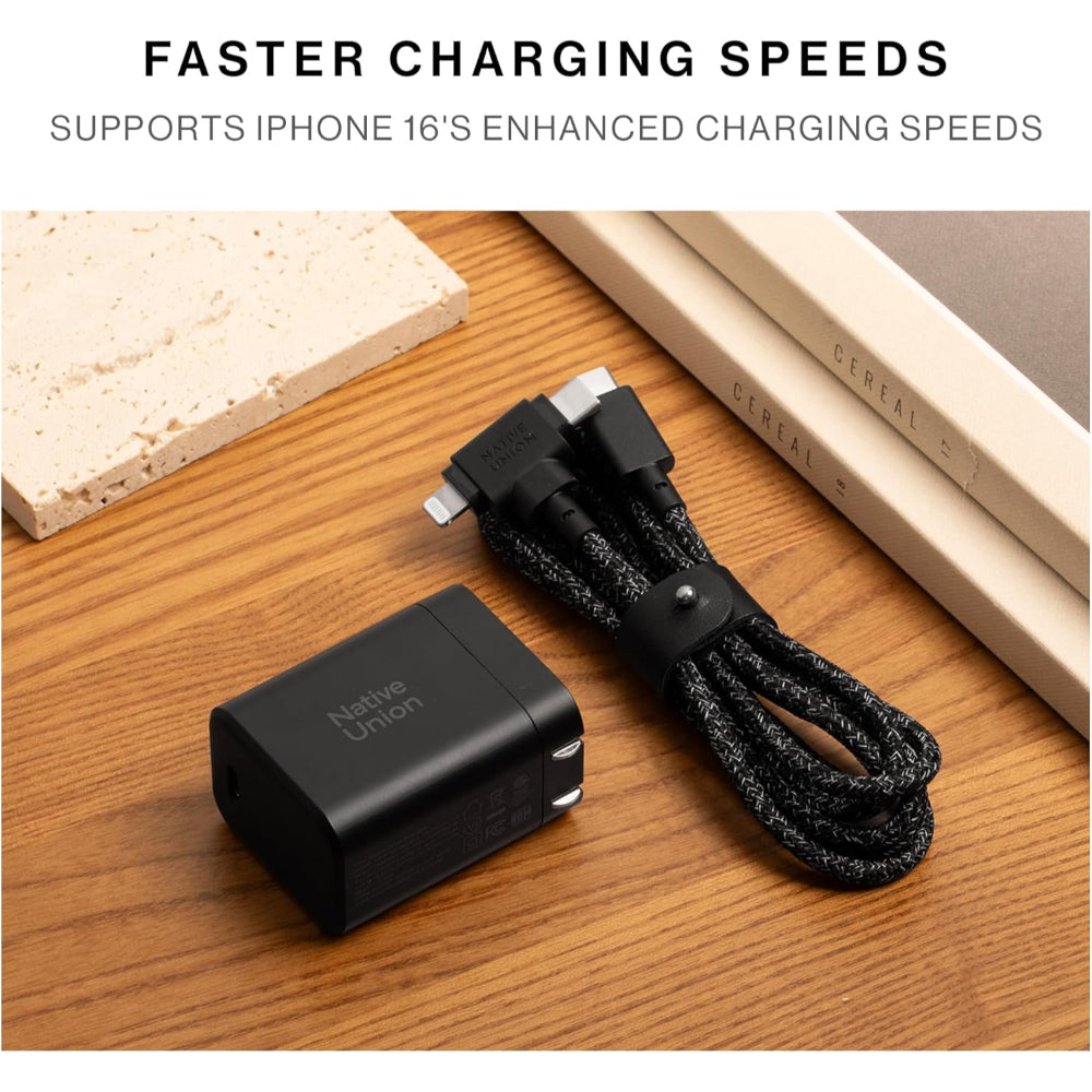 Native Union Fast GaN Charger PD 45W| USB-C Port Hi-Speed Wall Charger, Slim Lightweight, for Apple MacBook, iPad, iPhone, Android Phones, Tablets , Laptops - UK 3-Pin White