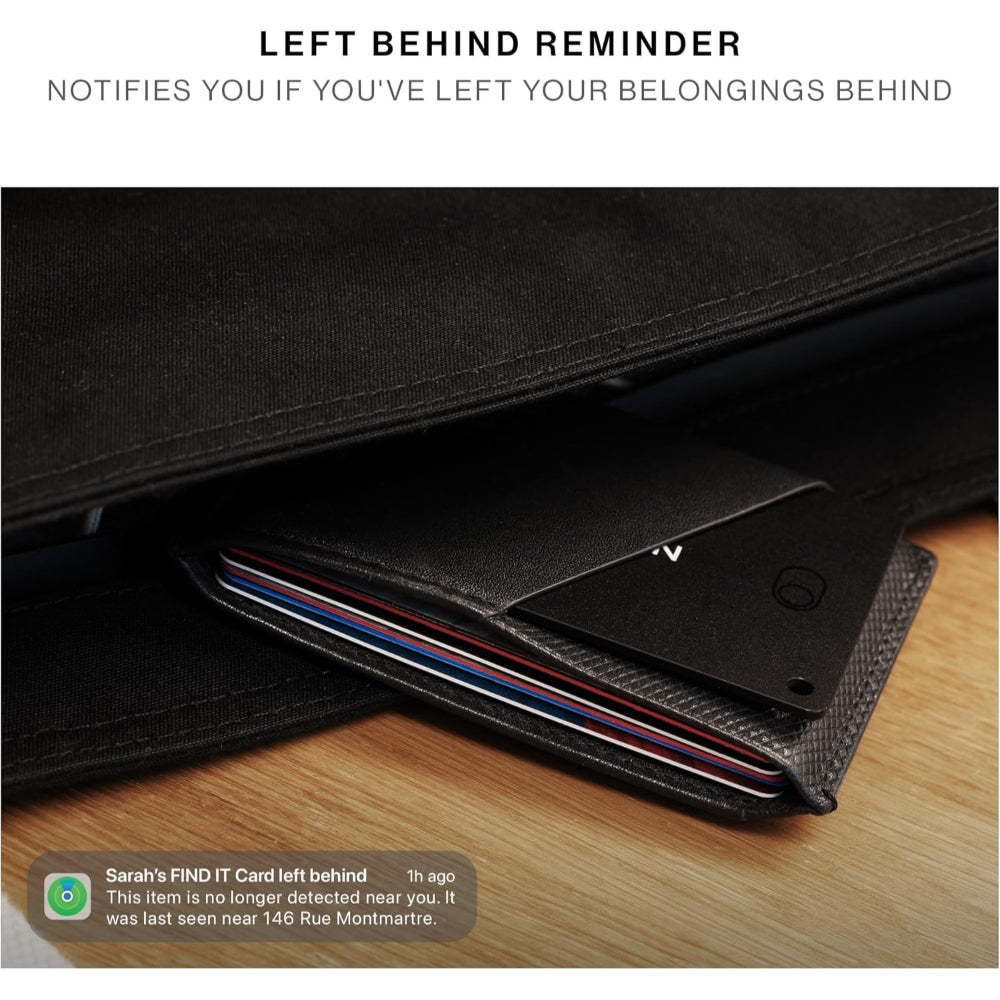 Native Union Find My Wallet Card Find It, Apple Find My Tracker, Ultra Slim Travel-Essential, Real-Time Alert, Long Range 50m, Wireless Recharge Up to 6 Months, Works w/ iPhones & iPads, Black