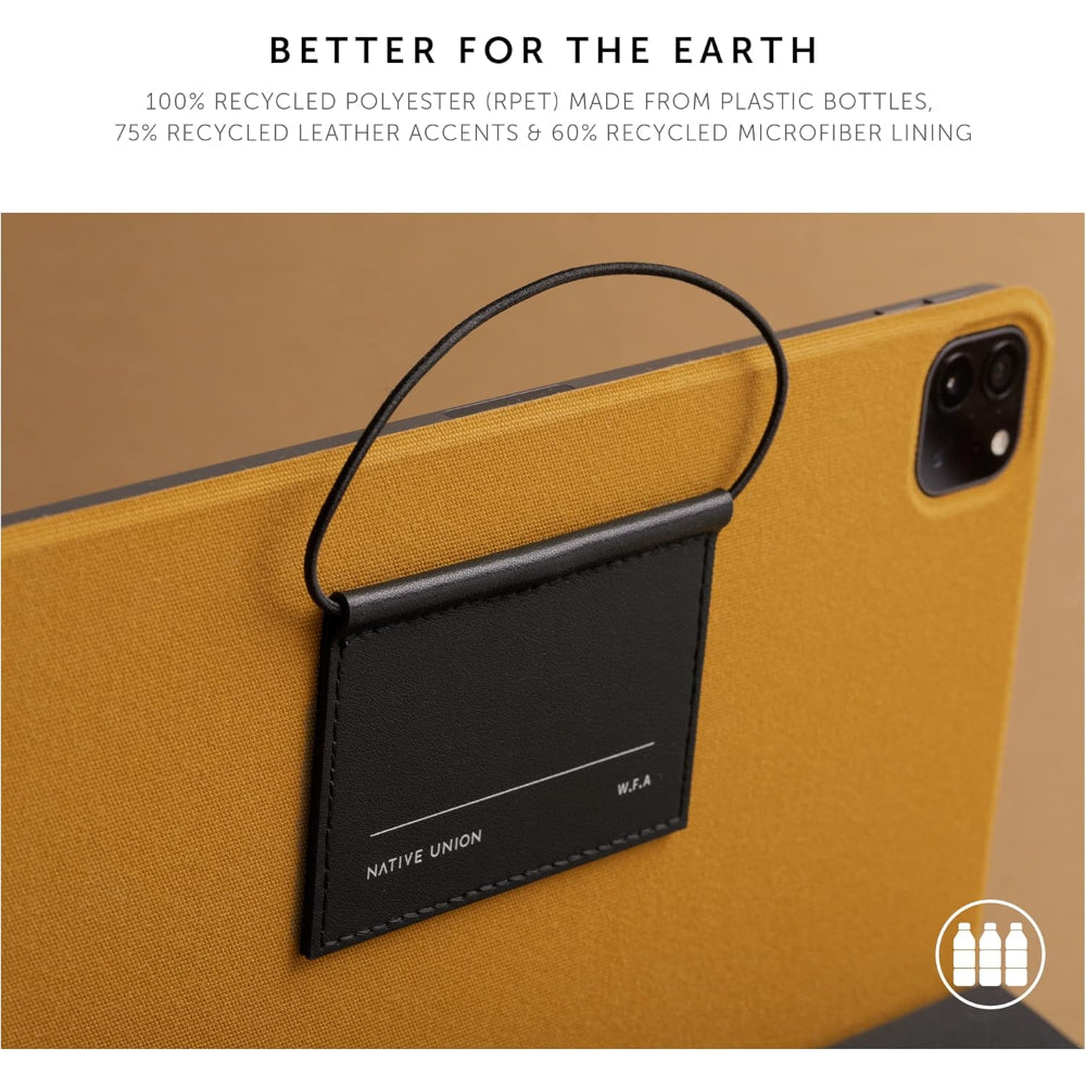 Native Union W.F.A iPad Folio – Foldable Stand and Cover Made of Recycled Materials Compatible with iPad Air 13" M2, iPad Pro 12.9" with Easy Magnetic Attachment and Button and String Design (Kraft)