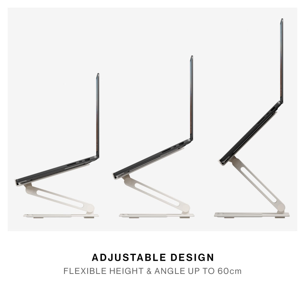 Native Union Desk Laptop Stand| Sleek Home Laptop Stand, Promotes Good Posture, Adjustable Height up to 60cm, Base Tray for Essentials, Metal Finish, for Apple MacBooks, Laptops, Tablets - Sandstone