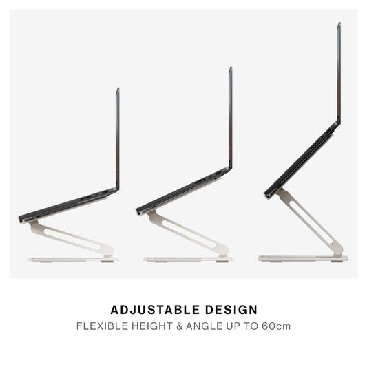 Native Union Desk Laptop Stand| Sleek Home Laptop Stand, Promotes Good Posture, Adjustable Height up to 60cm, Base Tray for Essentials, Metal Finish, for Apple MacBooks, Laptops, Tablets - Sandstone