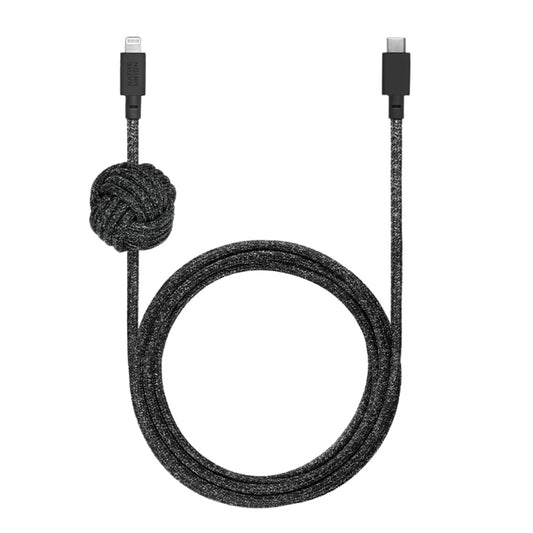 Native Union NIGHT USB-C to LIGHTNING Cable 10Ft - Braided Nylon PD Cable, w/ Weighted Knot, for Apple iPhone 14/13/12/Pro/Max, 11/Pro/Max, XS/XR/X/Max, 8/8 Plus, AirPods Pro - Cosmos