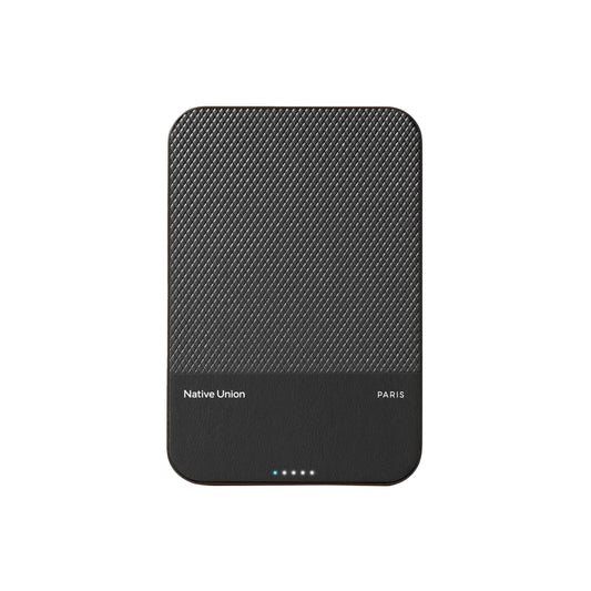 Native Union (RE) Classic Power Bank 10000mAh| Slim Magnetic Power Bank, Fast 15W Qi2 Wireless Charging, Leather Finish, for Apple iPhone 16/15/14/13/12 Pro/Pro Max/Plus MagSafe Compatible - Black
