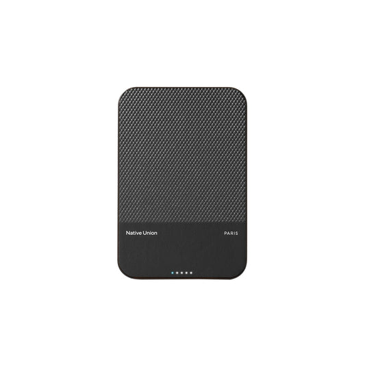 Native Union (RE) Classic Power Bank 5000mAh| Slimmest Magnetic Power Bank, Fast 15W Wireless Charging, Leather Finish, for Apple iPhone 15/14/13/12 Pro/Pro Max/Plus/Mini, MagSafe Compatible - Black