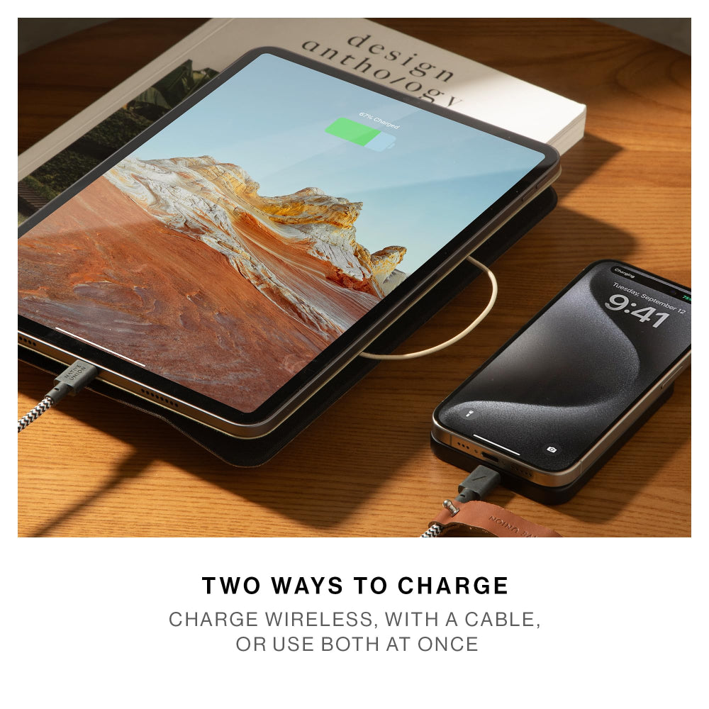 Native Union (RE) Classic Power Bank 5000mAh| Slimmest Magnetic Power Bank, Fast 15W Wireless Charging, Leather Finish, for Apple iPhone 15/14/13/12 Pro/Pro Max/Plus/Mini, MagSafe Compatible - Black