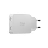 Native Union Pocket GaN Charger PD 65W USB-C Dual Port Fast Charger, Ultra-Slim Travel Wall Adapter for Laptop, Tablet & Phone, Power Delivery GaN Charging, Compact Pocket Design (EU Plug) - White