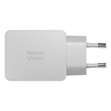 Native Union Pocket GaN Charger PD 65W USB-C Dual Port Fast Charger, Ultra-Slim Travel Wall Adapter for Laptop, Tablet & Phone, Power Delivery GaN Charging, Compact Pocket Design (EU Plug) - White